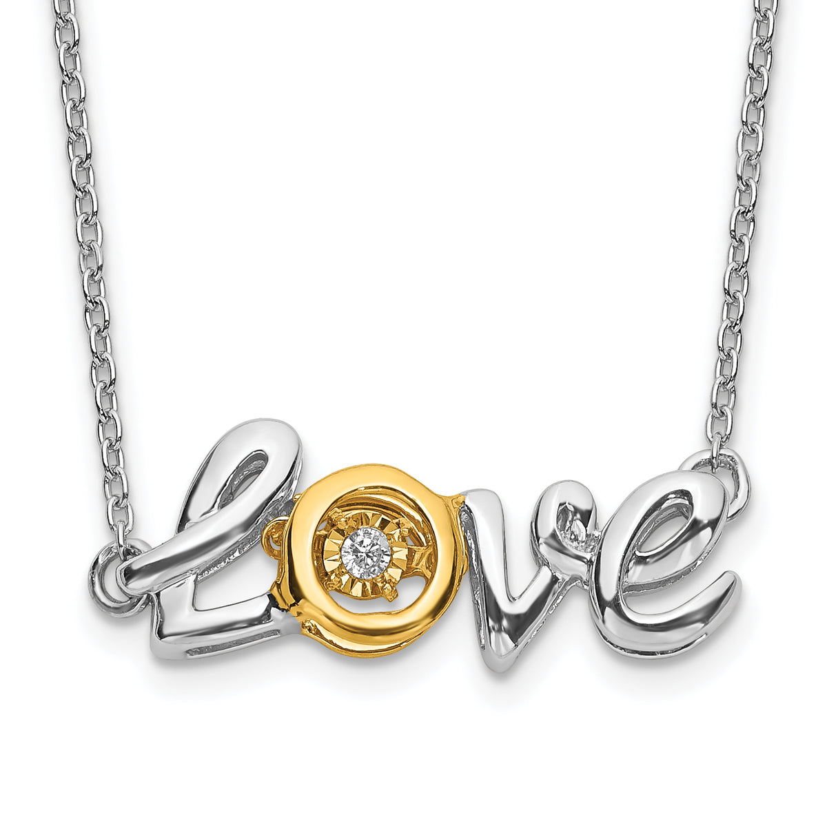 14k Two-tone LOVE Moving Diamond 18in Necklace-PM4697-003-WYA
