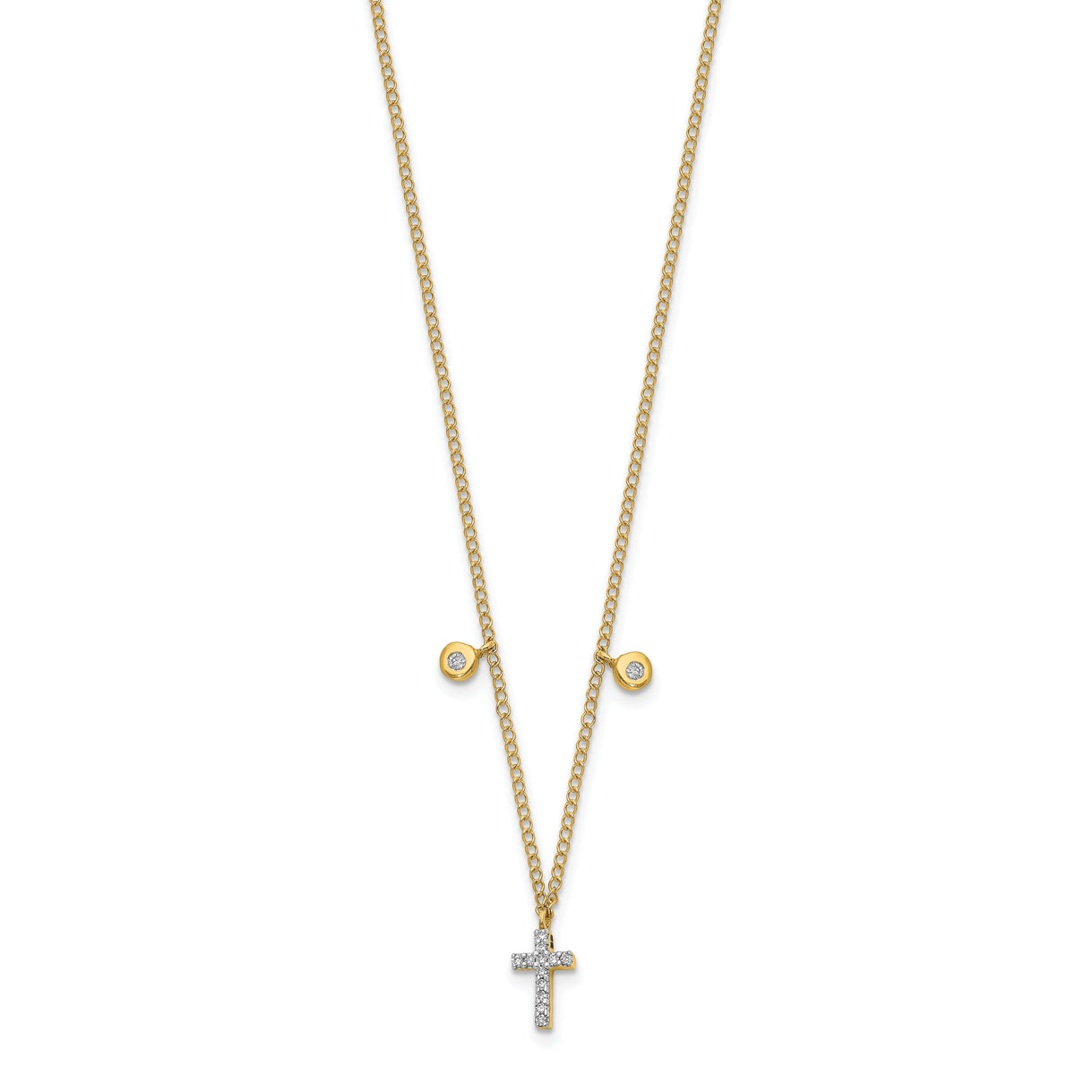 14k Diamond Cross 18 inch Necklace-PM4698-005-YA