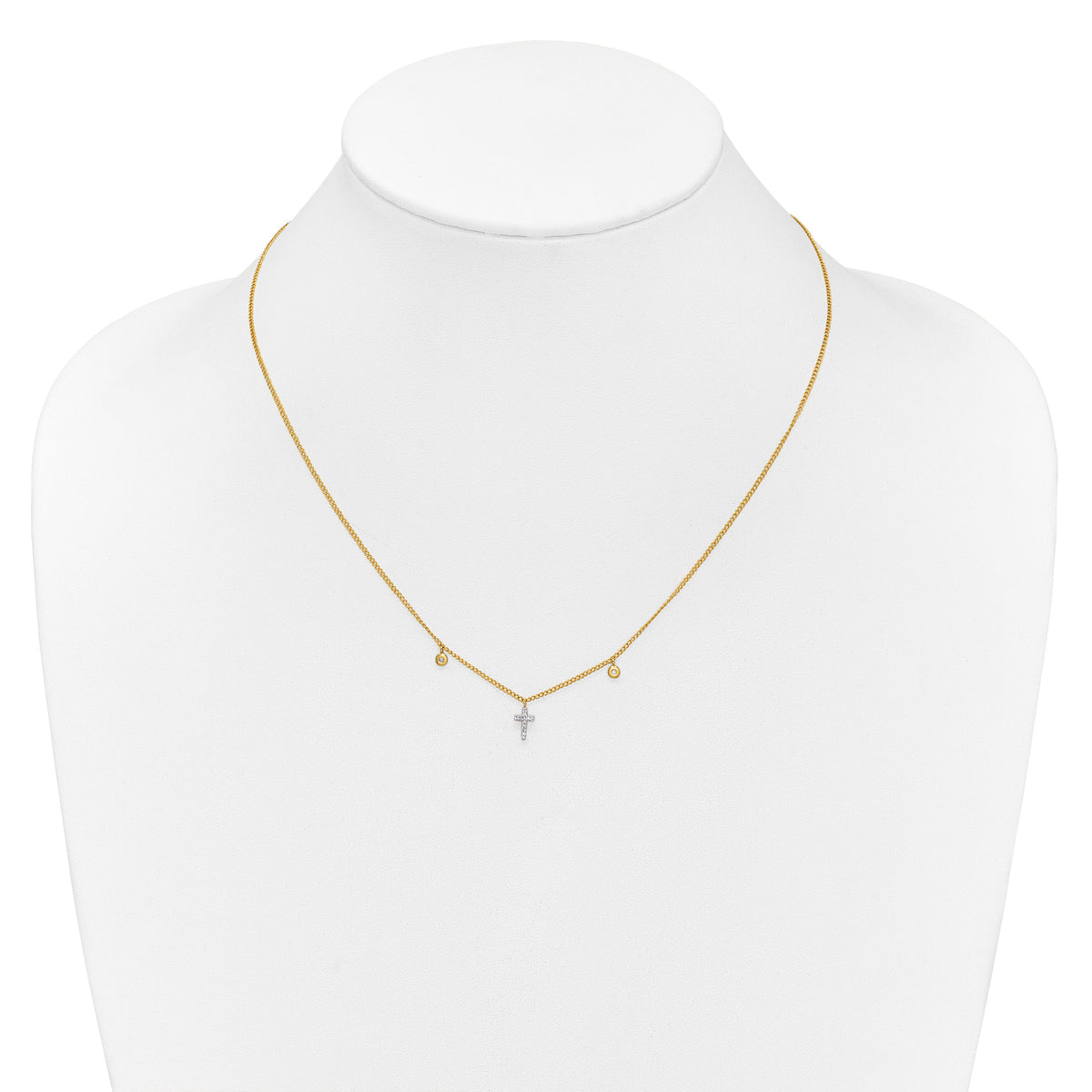 14k Diamond Cross 18 inch Necklace-PM4698-005-YA