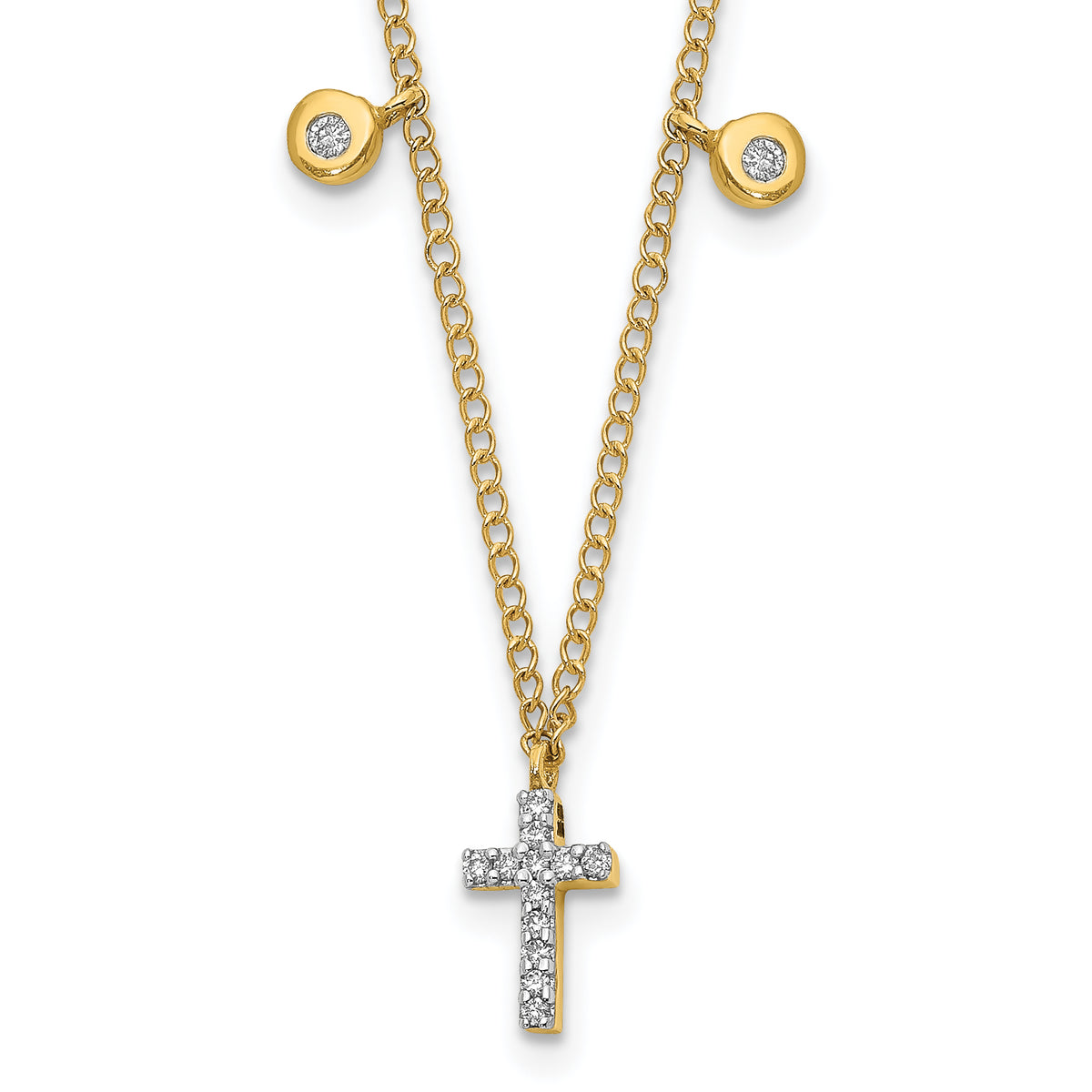14k Diamond Cross 18 inch Necklace-PM4698-005-YA