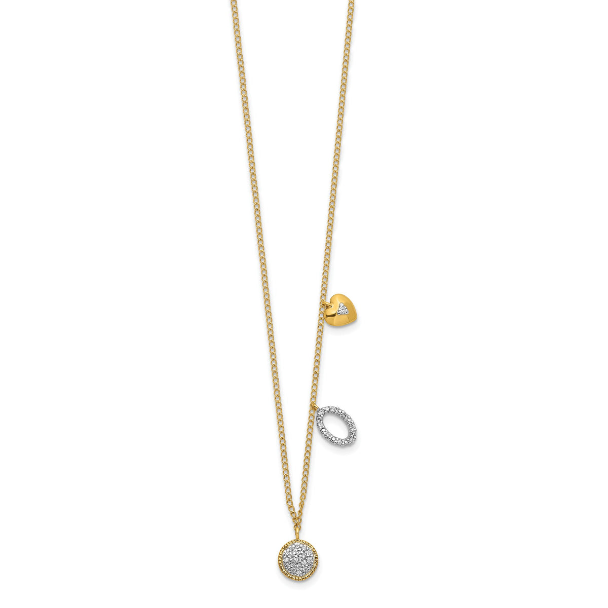 14k Diamond Two Circle and Heart 18 inch Necklace-PM4700-010-YA