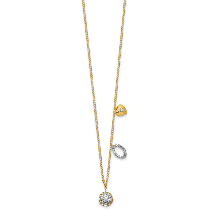 14k Diamond Two Circle and Heart 18 inch Necklace-PM4700-010-YA