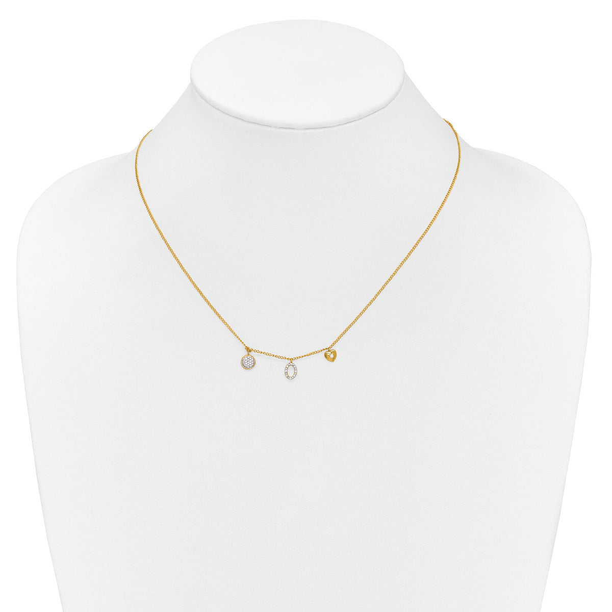 14k Diamond Two Circle and Heart 18 inch Necklace-PM4700-010-YA
