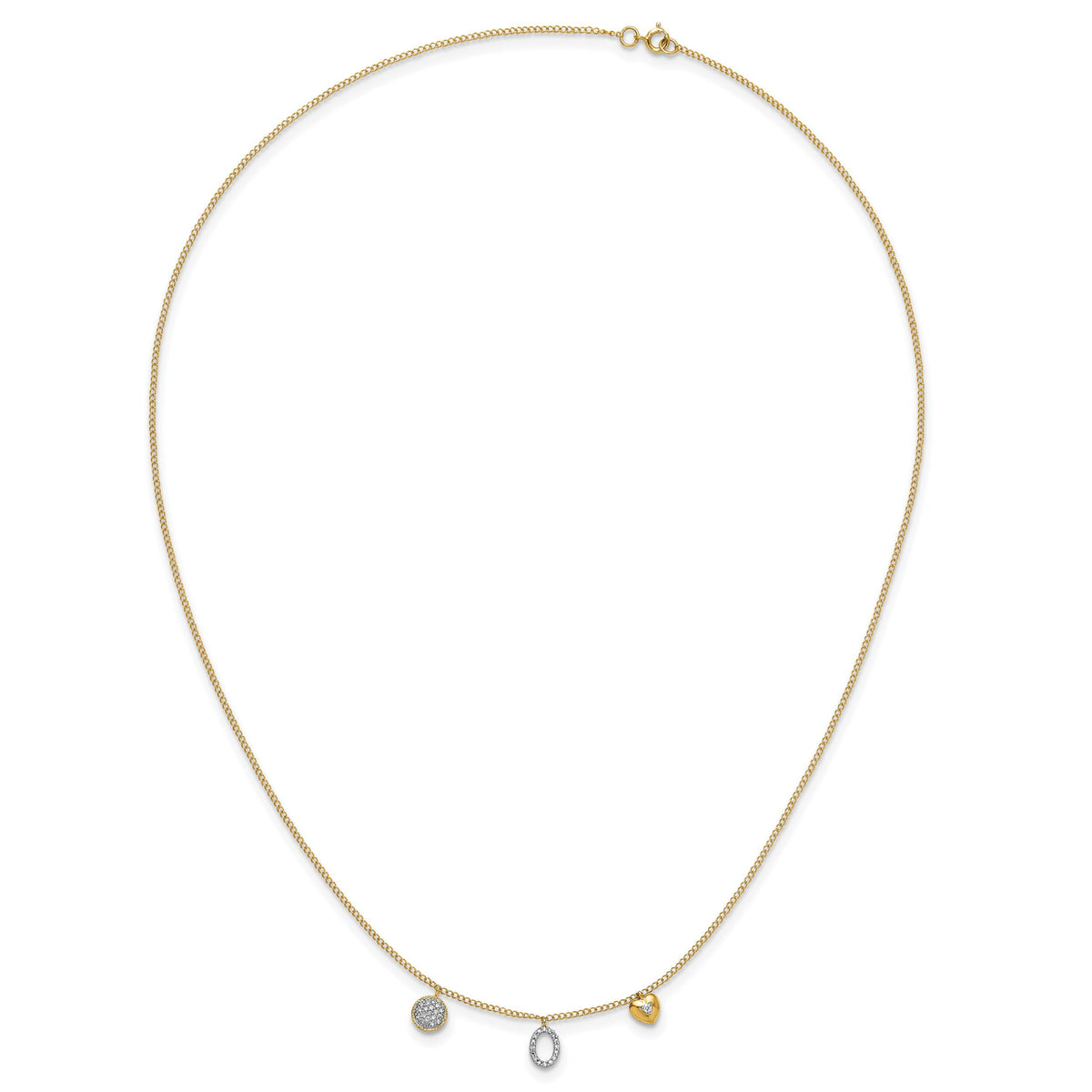 14k Diamond Two Circle and Heart 18 inch Necklace-PM4700-010-YA