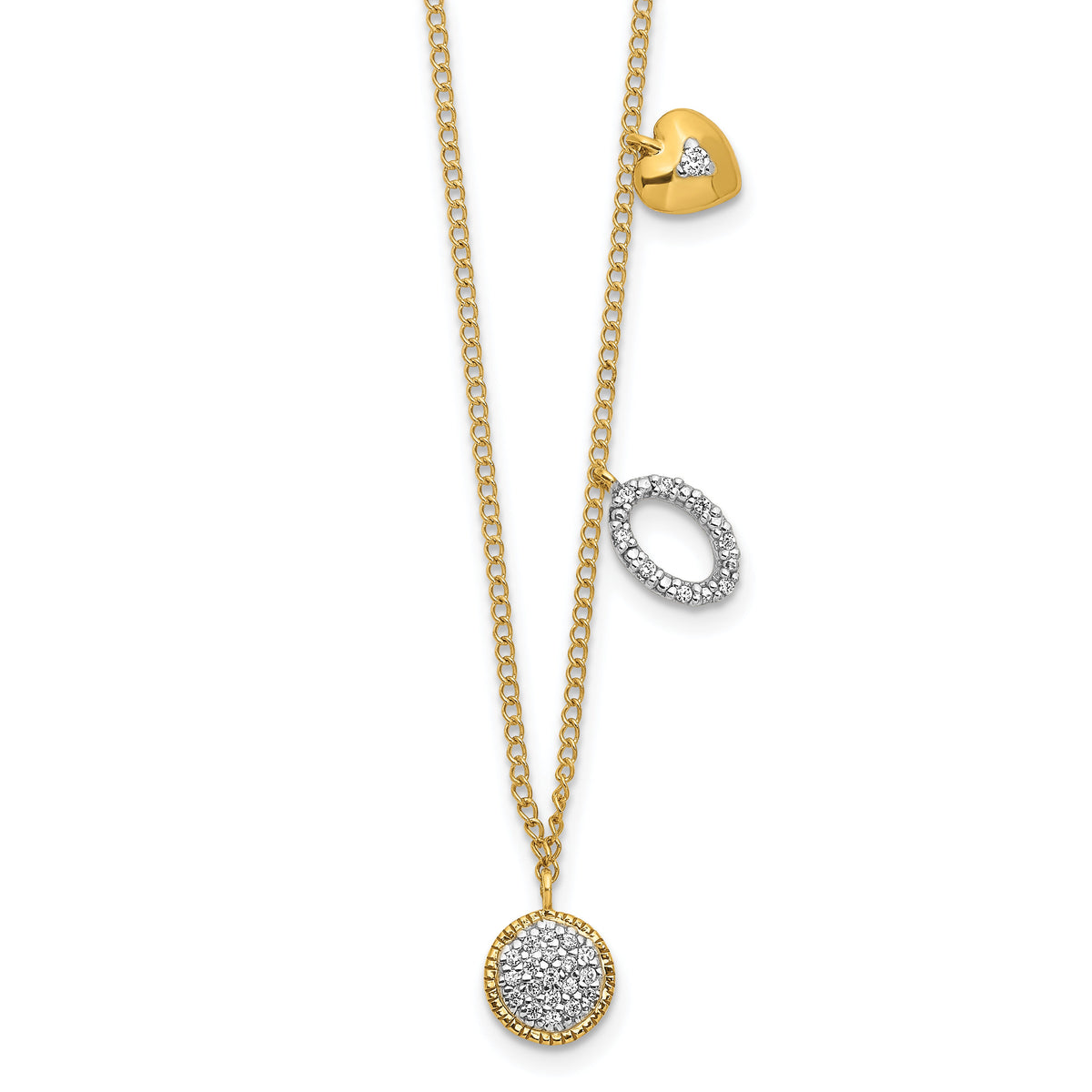 14k Diamond Two Circle and Heart 18 inch Necklace-PM4700-010-YA