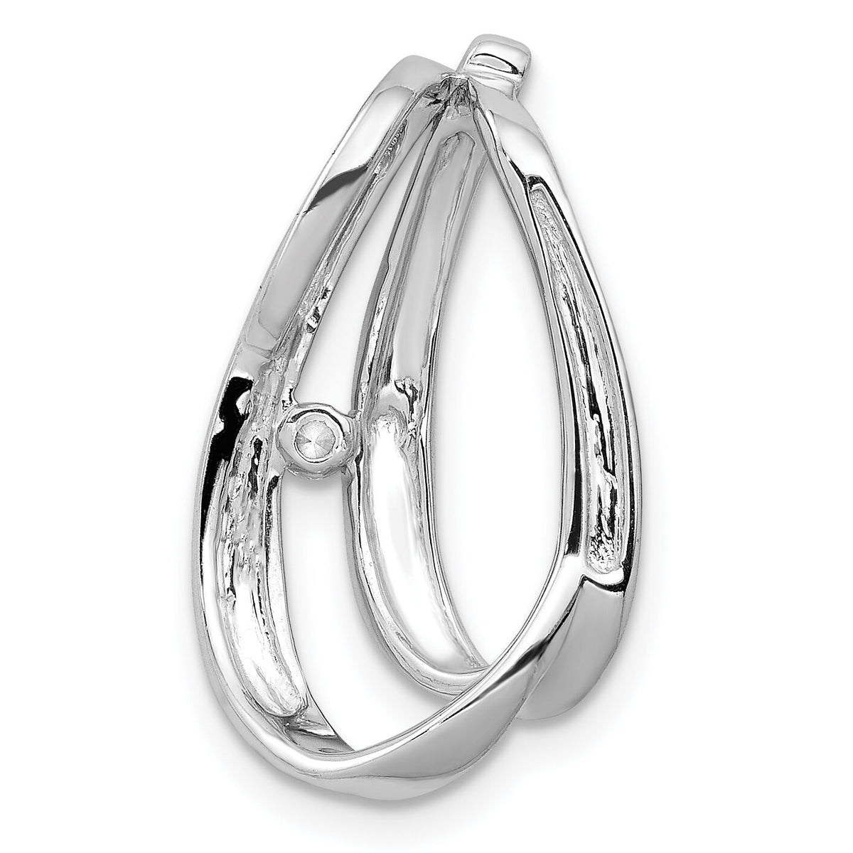 14k White Gold 1/20ct. Diamond Double Teardrop Slide-PM4707-004-WA