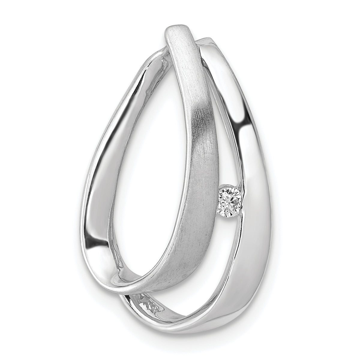 14k White Gold 1/20ct. Diamond Double Teardrop Slide-PM4707-004-WA