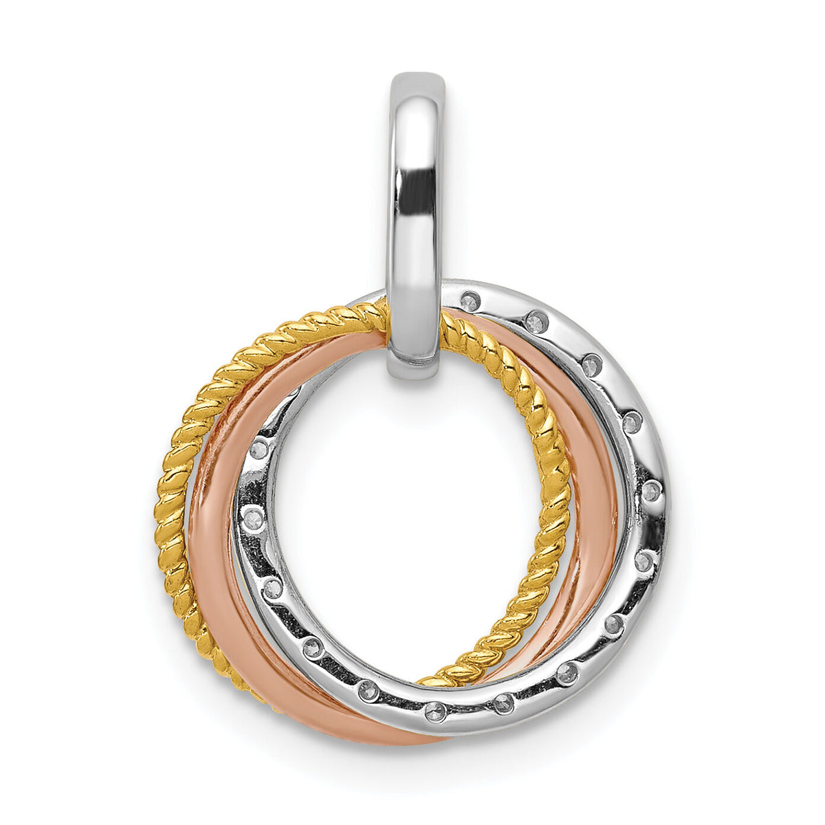 14k Tri-color 1/20ct. Diamond Moveable Circles Pendant-PM4715-006-YWRA
