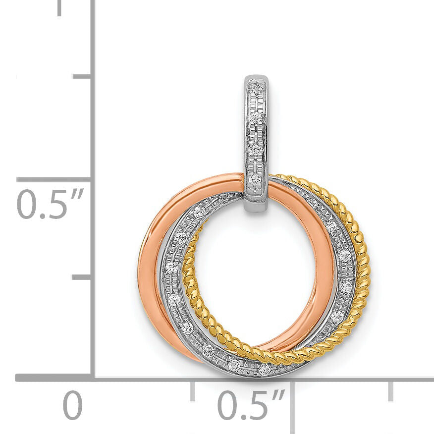 14k Tri-color 1/20ct. Diamond Moveable Circles Pendant-PM4715-006-YWRA