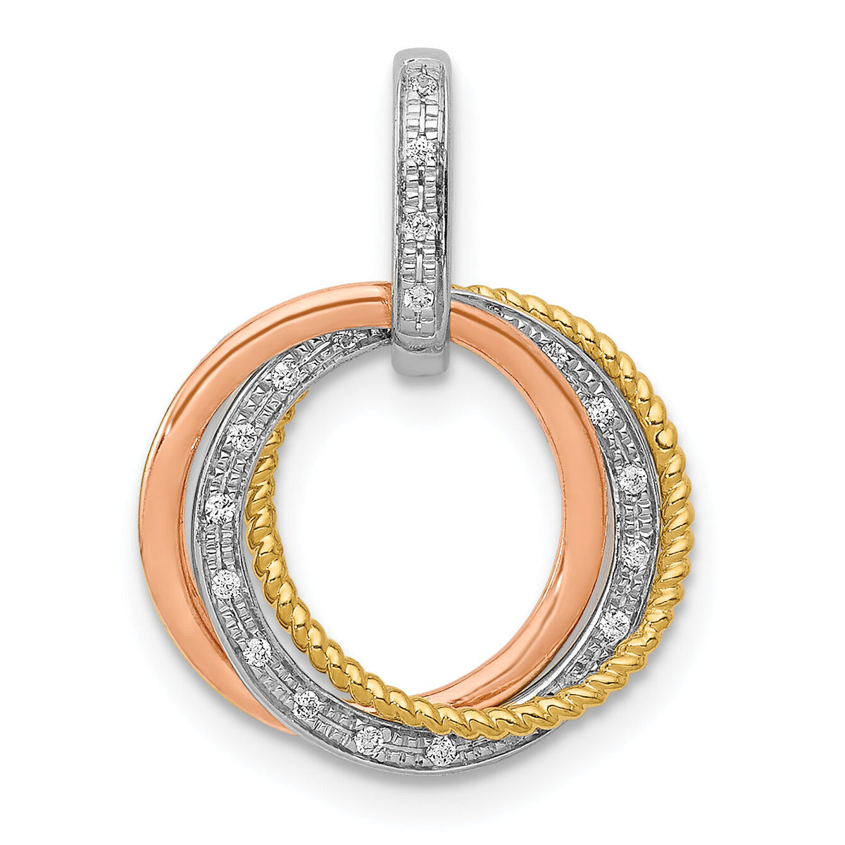 14k Tri-color 1/20ct. Diamond Moveable Circles Pendant-PM4715-006-YWRA