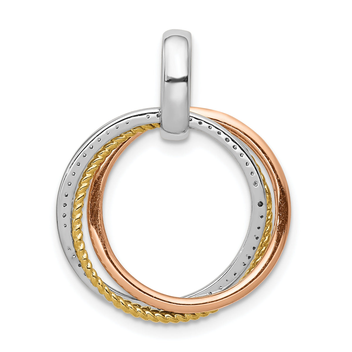 14k Tri-color 1/6ct. Diamond Moveable Circles Pendant-PM4715-016-YWRA