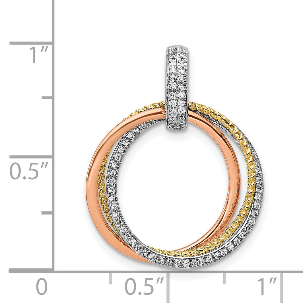14k Tri-color 1/6ct. Diamond Moveable Circles Pendant-PM4715-016-YWRA