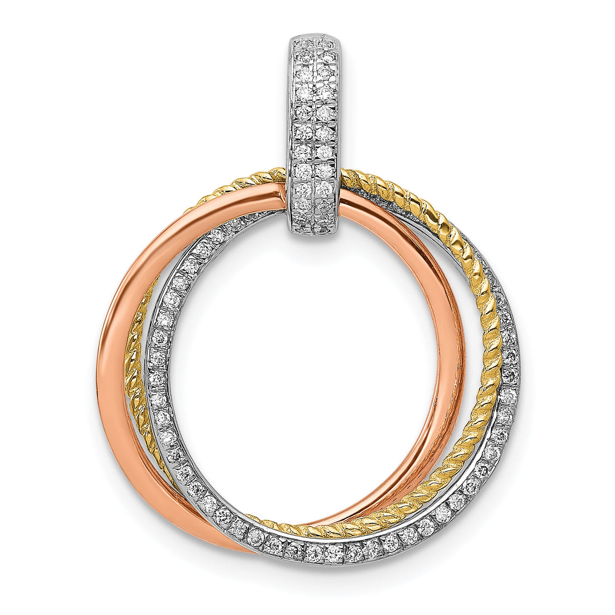 14k Tri-color 1/6ct. Diamond Moveable Circles Pendant-PM4715-016-YWRA