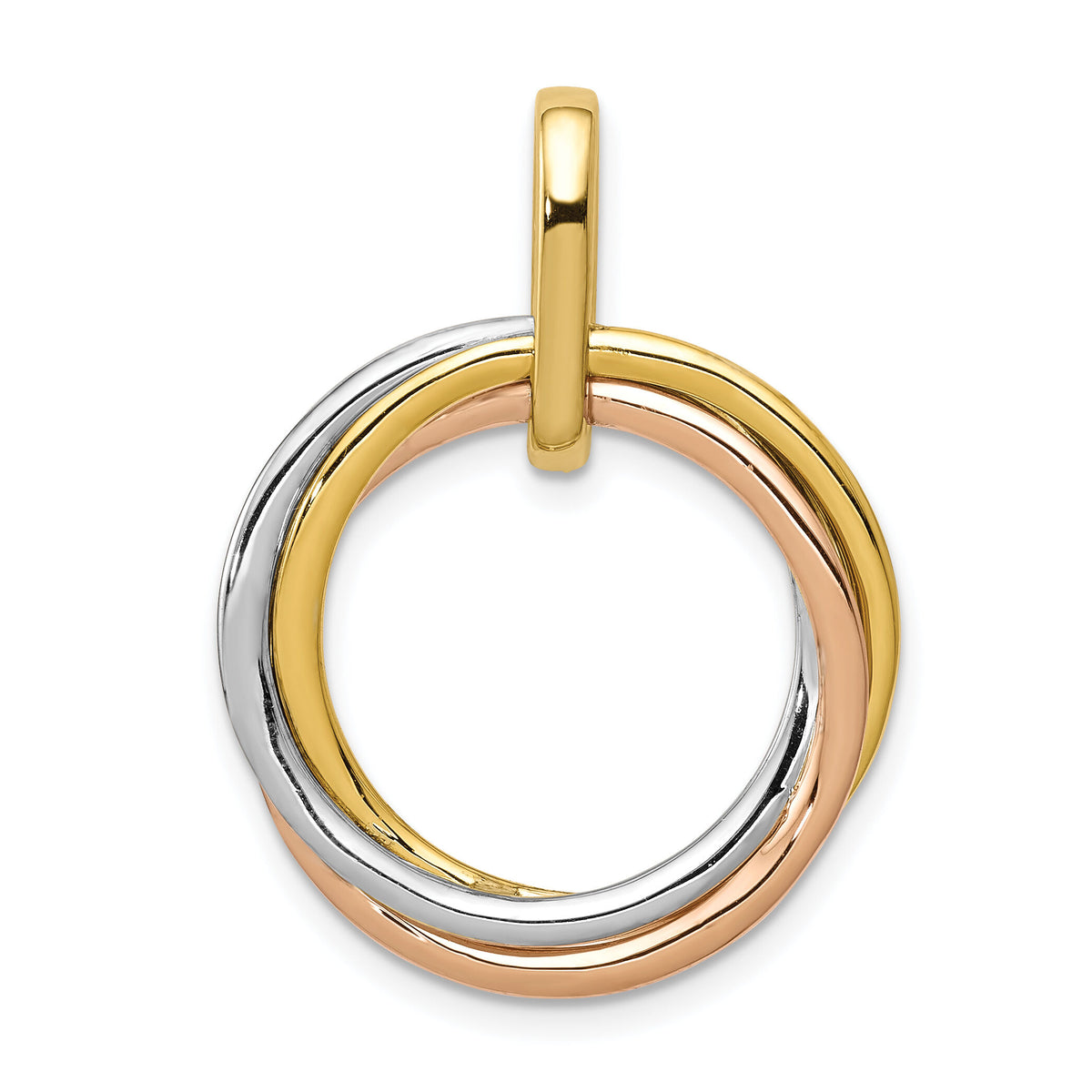 14k Tri-color 1/10ct. Diamond Intertwined Circles Pendant-PM4716-010-YWRA