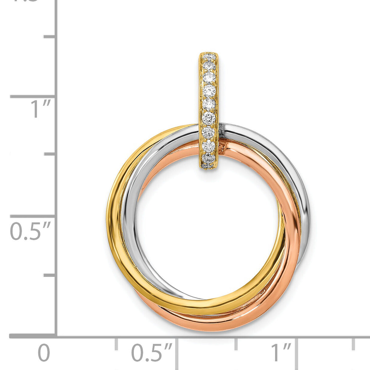 14k Tri-color 1/10ct. Diamond Intertwined Circles Pendant-PM4716-010-YWRA