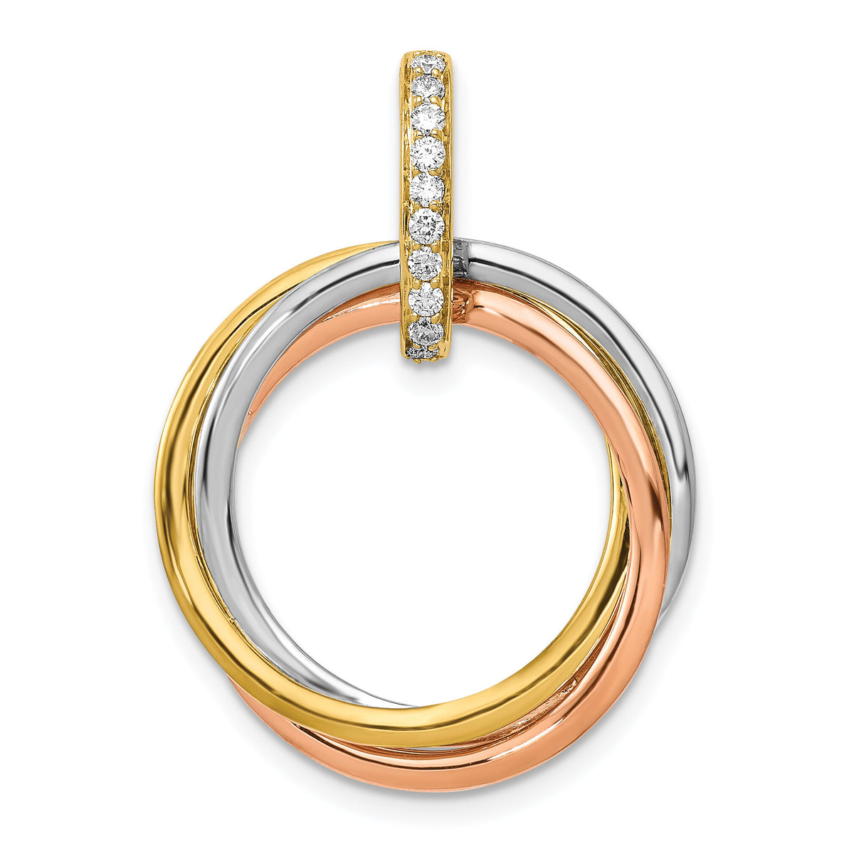 14k Tri-color 1/10ct. Diamond Intertwined Circles Pendant-PM4716-010-YWRA