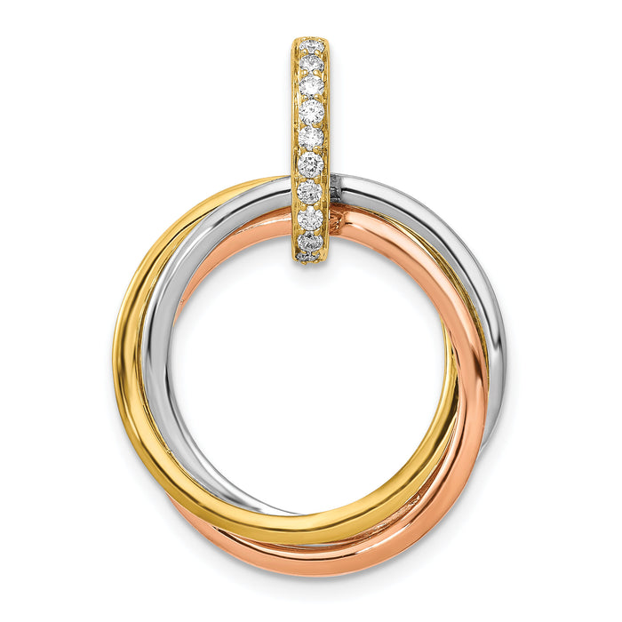14k Tri-color 1/10ct. Diamond Intertwined Circles Pendant-PM4716-010-YWRA