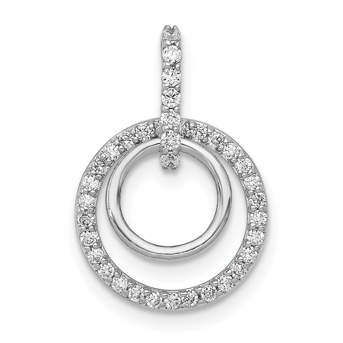14k White Gold 1/4ct. Diamond Double Circle Dangle Pendant-PM4727-025-WA