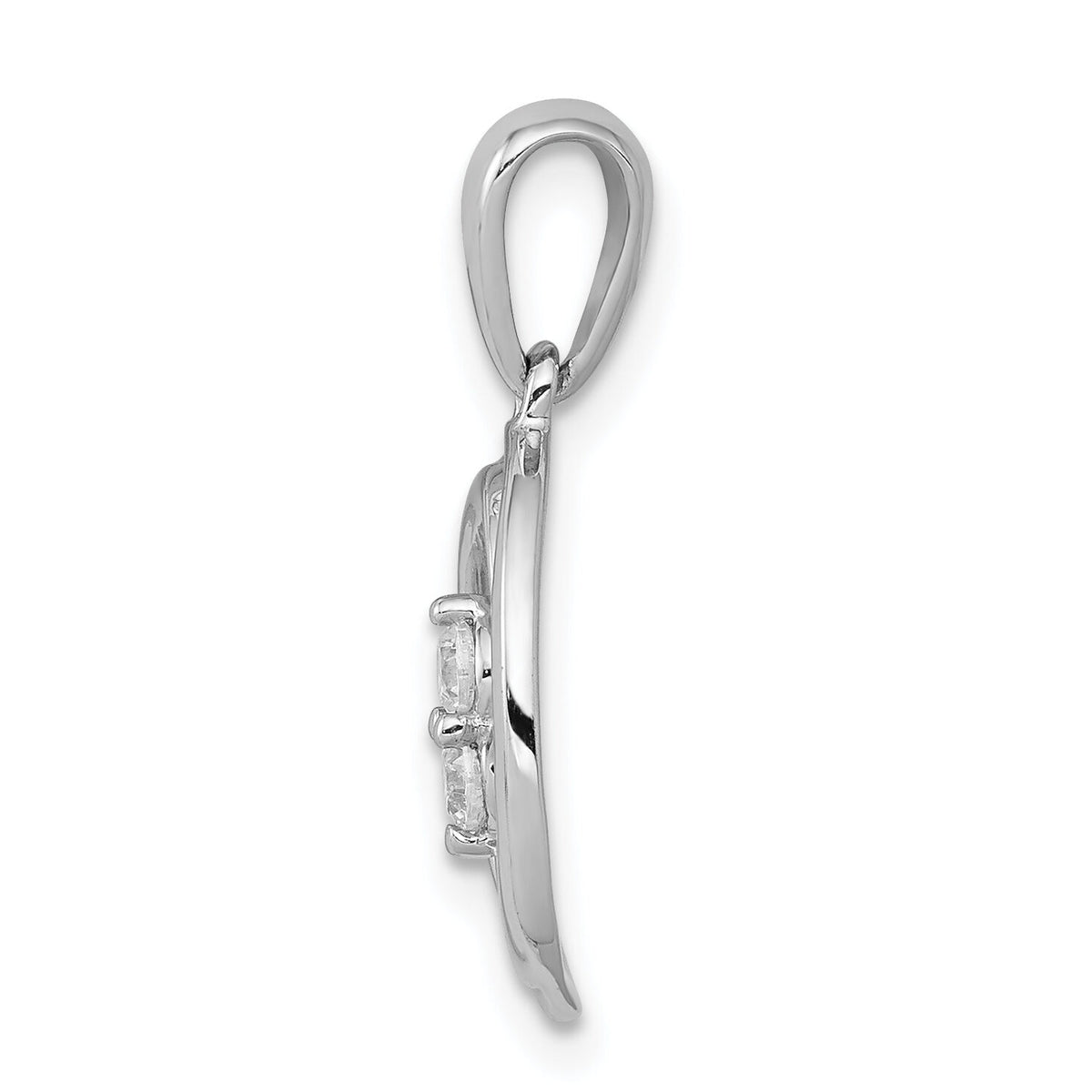 14k White Gold Polished 1/8ct. Diamond Oval Pendant-PM4728-013-WA