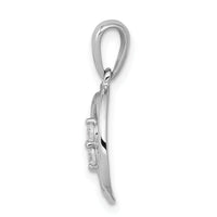 14k White Gold Polished 1/8ct. Diamond Oval Pendant-PM4728-013-WA