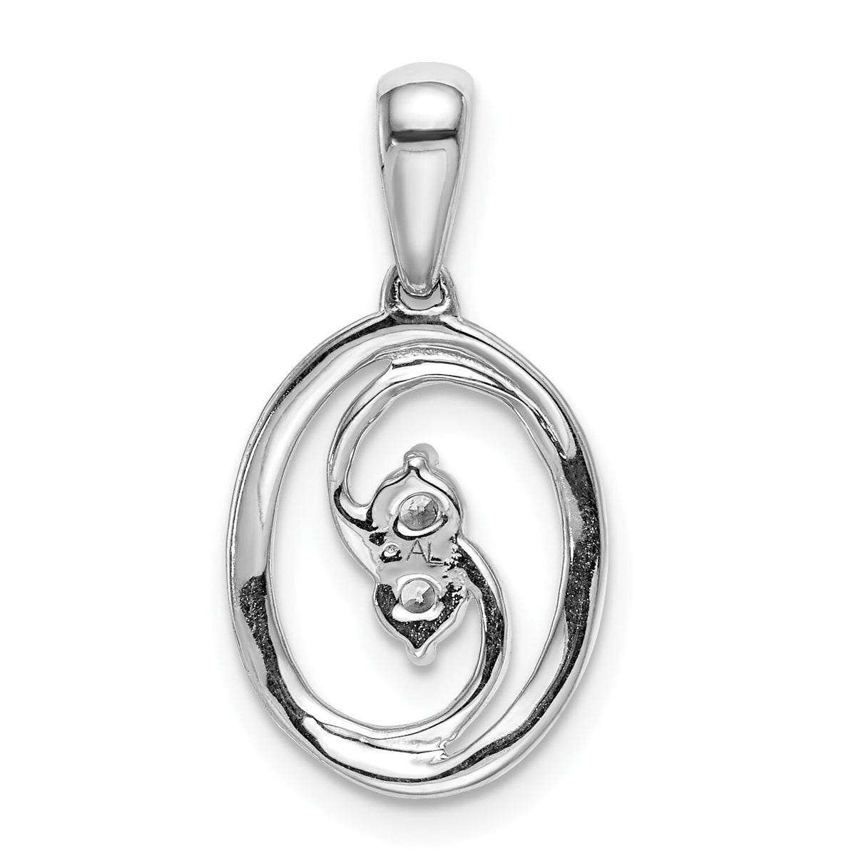 14k White Gold Polished 1/8ct. Diamond Oval Pendant-PM4728-013-WA
