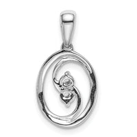 14k White Gold Polished 1/8ct. Diamond Oval Pendant-PM4728-013-WA