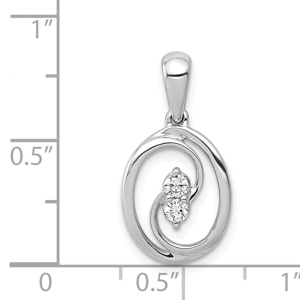 14k White Gold Polished 1/8ct. Diamond Oval Pendant-PM4728-013-WA
