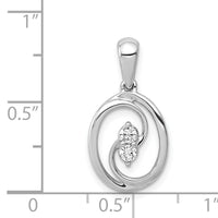 14k White Gold Polished 1/8ct. Diamond Oval Pendant-PM4728-013-WA