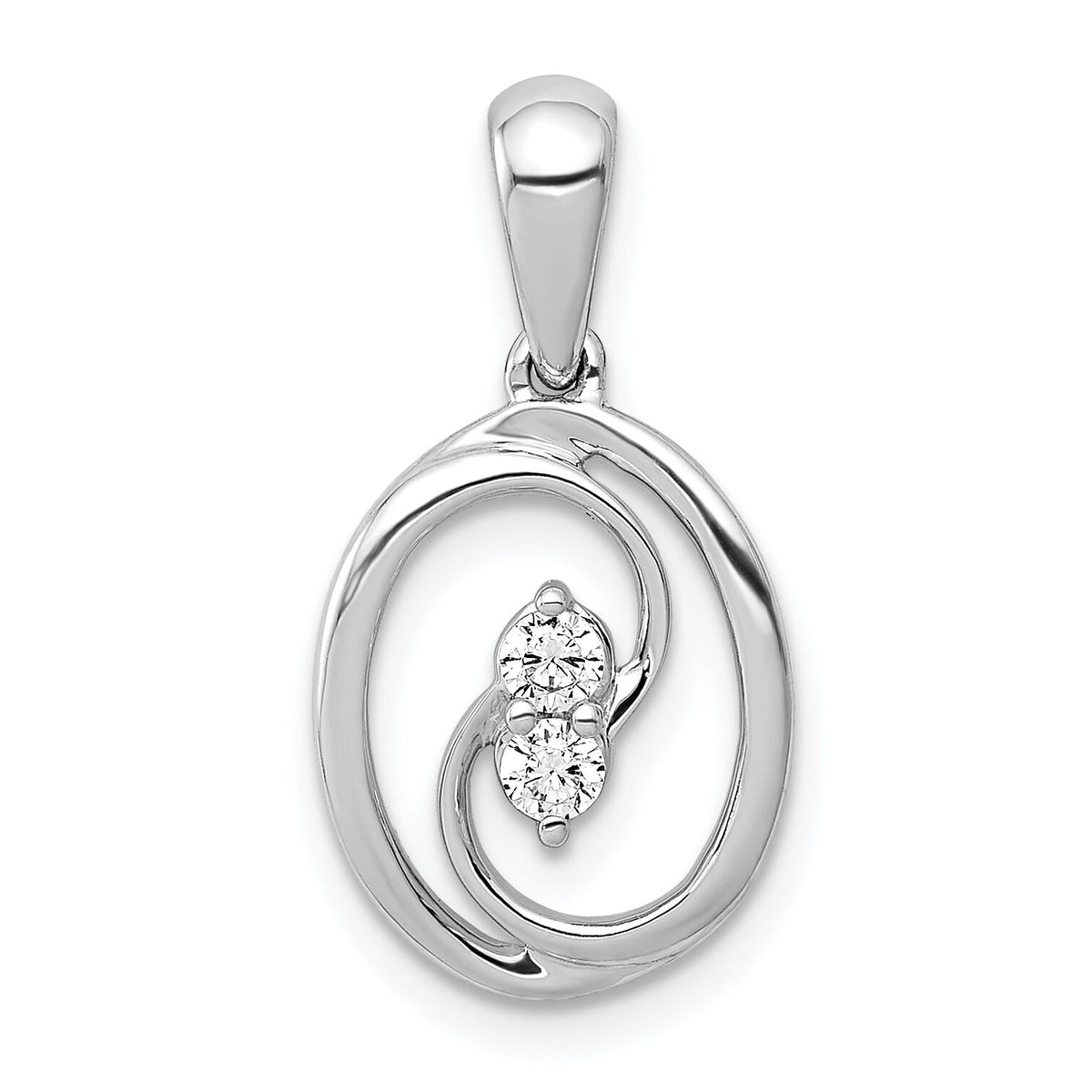 14k White Gold Polished 1/8ct. Diamond Oval Pendant-PM4728-013-WA