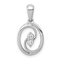 14k White Gold Polished 1/8ct. Diamond Oval Pendant-PM4728-013-WA