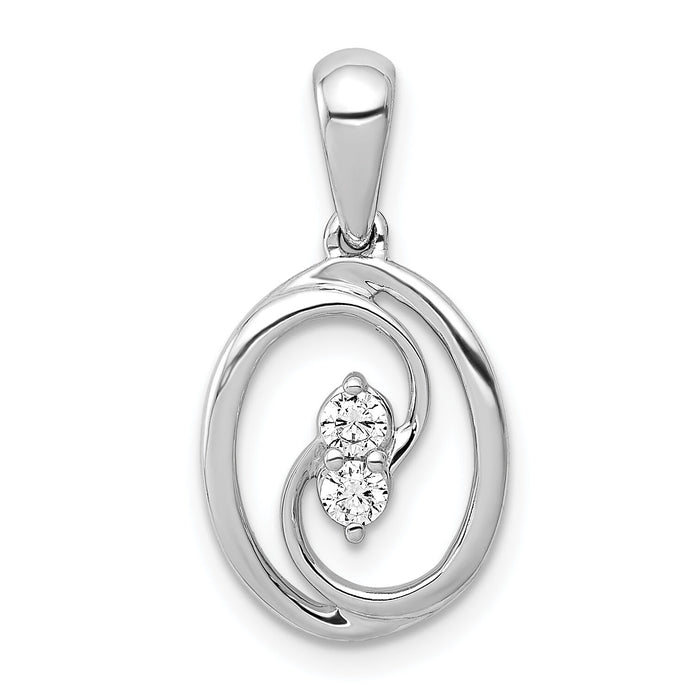 14k White Gold Polished 1/8ct. Diamond Oval Pendant-PM4728-013-WA