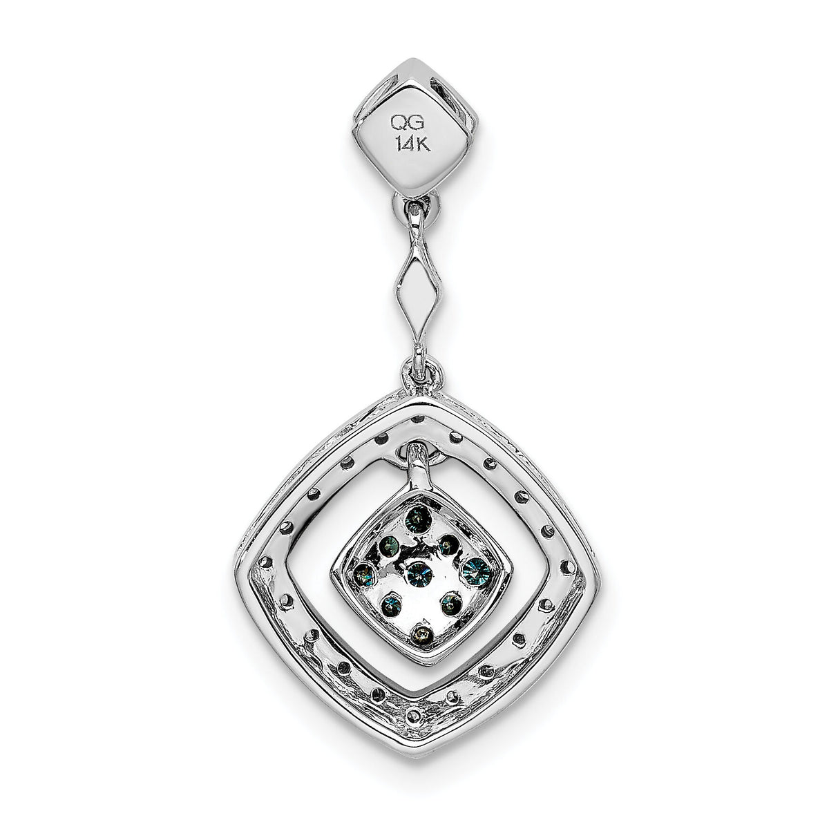 14k White Gold 1/4ct. White and Blue Diamond Dangle Pendant-PM4735-BD-025-WA