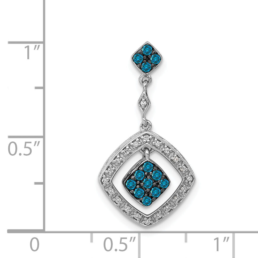 14k White Gold 1/4ct. White and Blue Diamond Dangle Pendant-PM4735-BD-025-WA