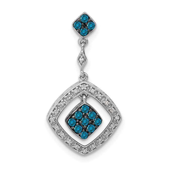 14k White Gold 1/4ct. White and Blue Diamond Dangle Pendant-PM4735-BD-025-WA