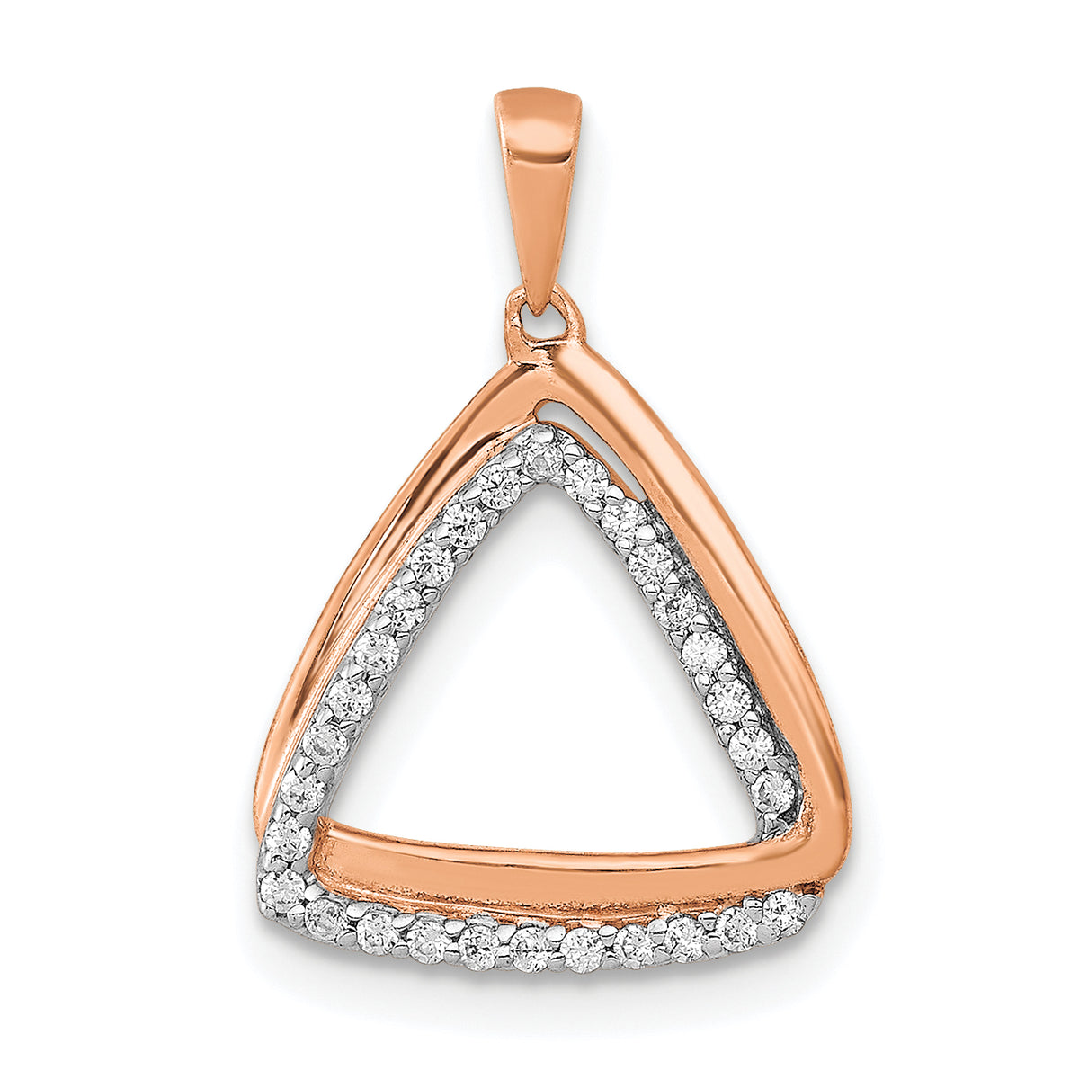 14k Rose Gold 1/6ct. Diamond Double Triangle Pendant-PM4737-016-RA