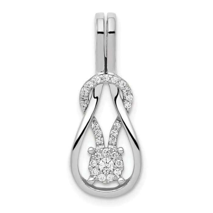 14k White Gold 1/6ct. Diamond Square Knot Slide Pendant-PM4739-016-WA