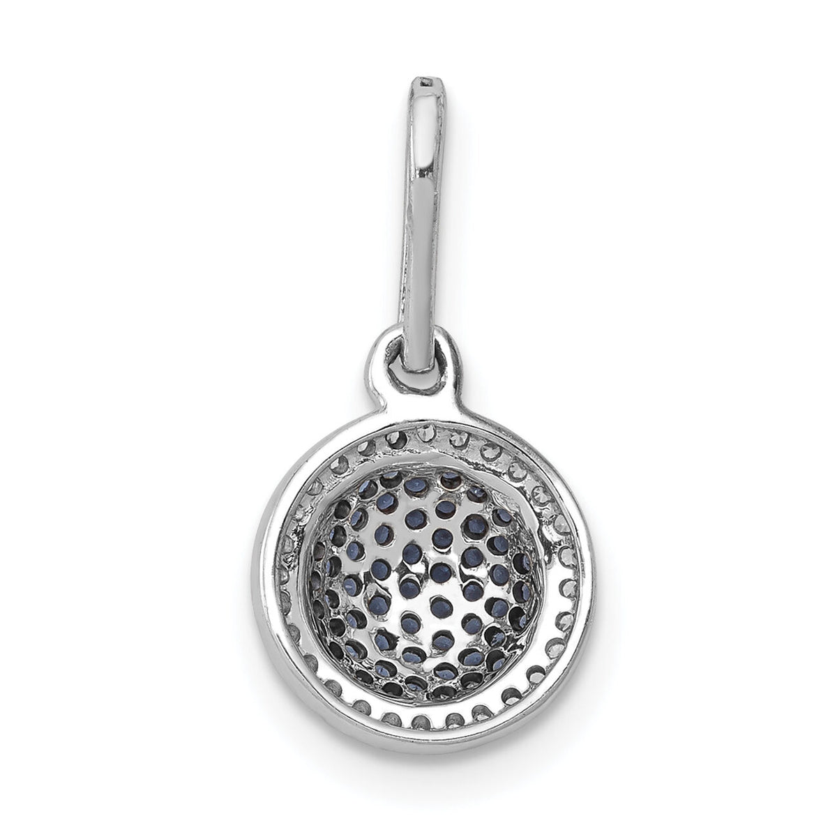 14k White Gold White/Blue Diamond Circle Cluster Pendant-PM4740-BD-020-WA