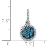 14k White Gold White/Blue Diamond Circle Cluster Pendant-PM4740-BD-020-WA