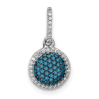 14k White Gold White/Blue Diamond Circle Cluster Pendant-PM4740-BD-020-WA