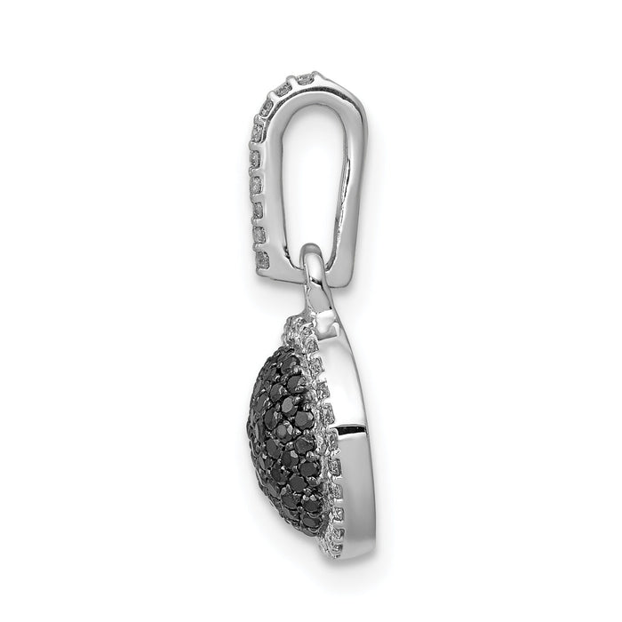 14k White Gold White/Black Diamond Circle Cluster Pendant-PM4740-BK-020-WA