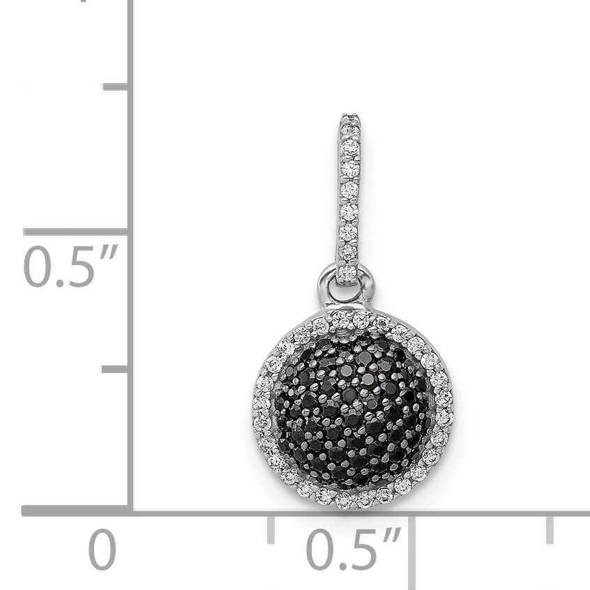 14k White Gold White/Black Diamond Circle Cluster Pendant-PM4740-BK-020-WA