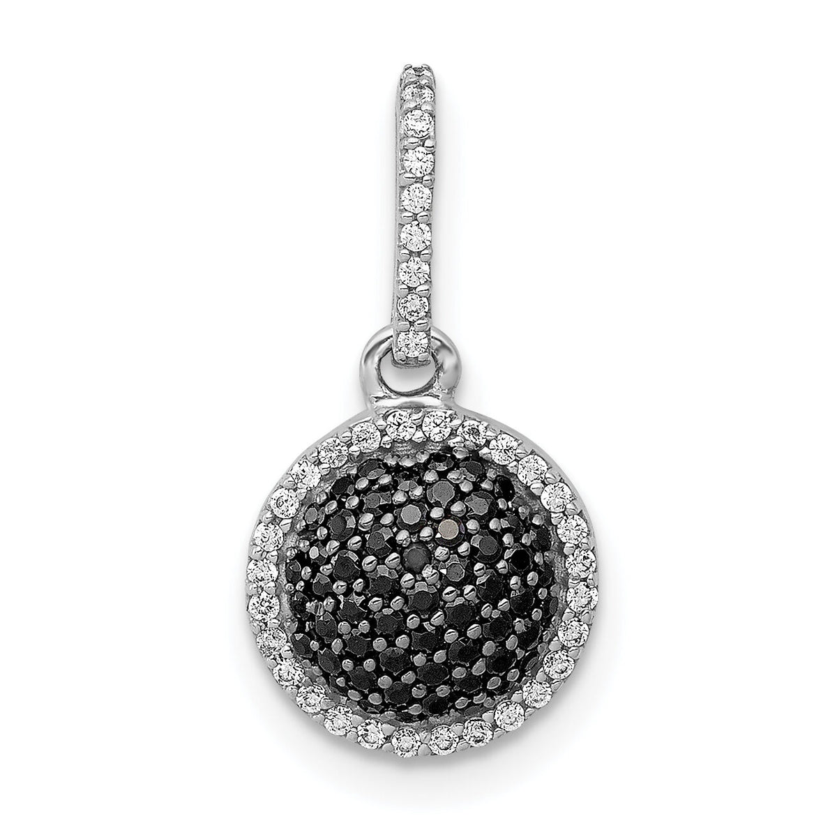 14k White Gold White/Black Diamond Circle Cluster Pendant-PM4740-BK-020-WA