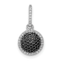 14k White Gold White/Black Diamond Circle Cluster Pendant-PM4740-BK-020-WA