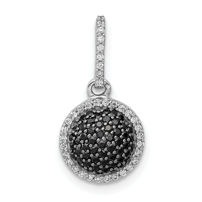 14k White Gold White/Black Diamond Circle Cluster Pendant-PM4740-BK-020-WA