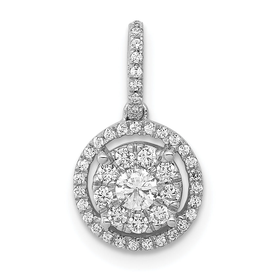 14k White Gold 1/3ct. Diamond Round Halo Cluster Pendant-PM4744-033-WA
