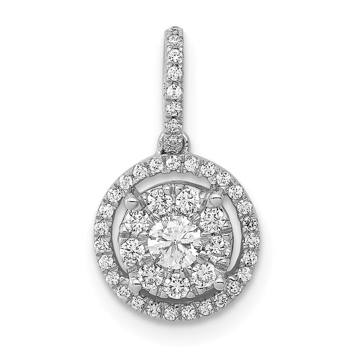 14k White Gold 1/3ct. Diamond Round Halo Cluster Pendant-PM4744-033-WA
