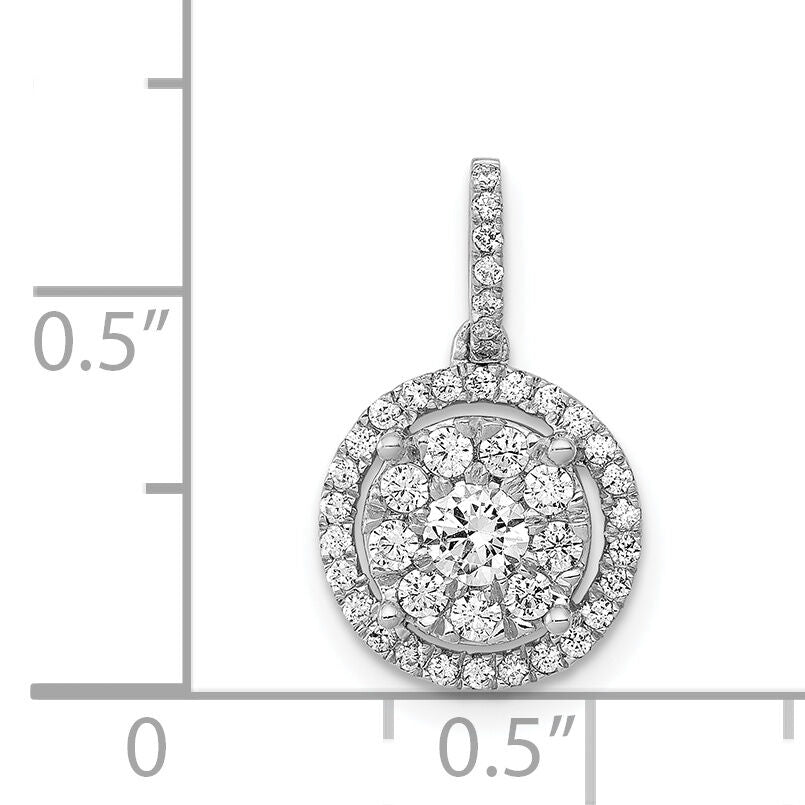 14k White Gold 1/2ct. Diamond Round Halo Cluster Pendant-PM4744-050-WA