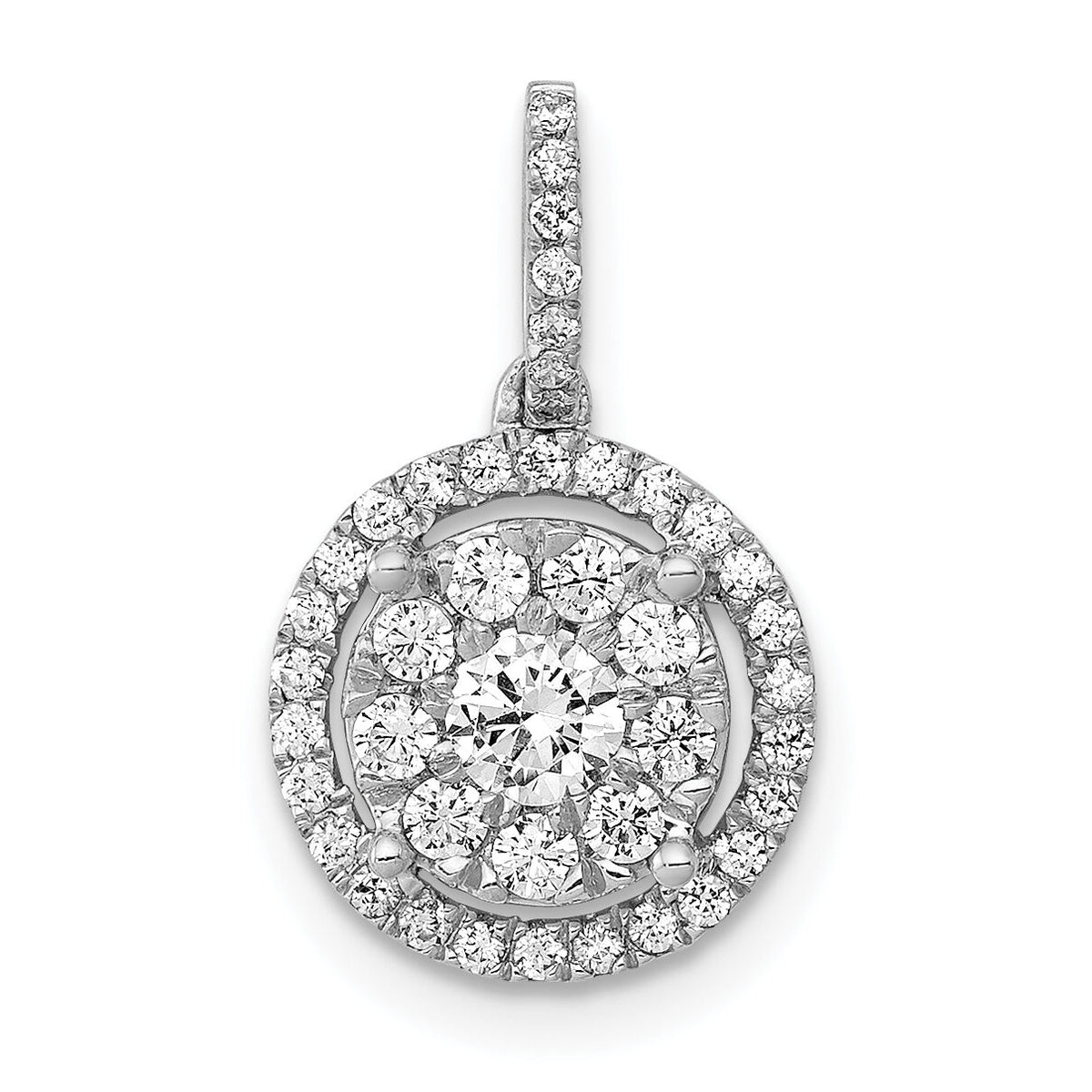 14k White Gold 1/2ct. Diamond Round Halo Cluster Pendant-PM4744-050-WA