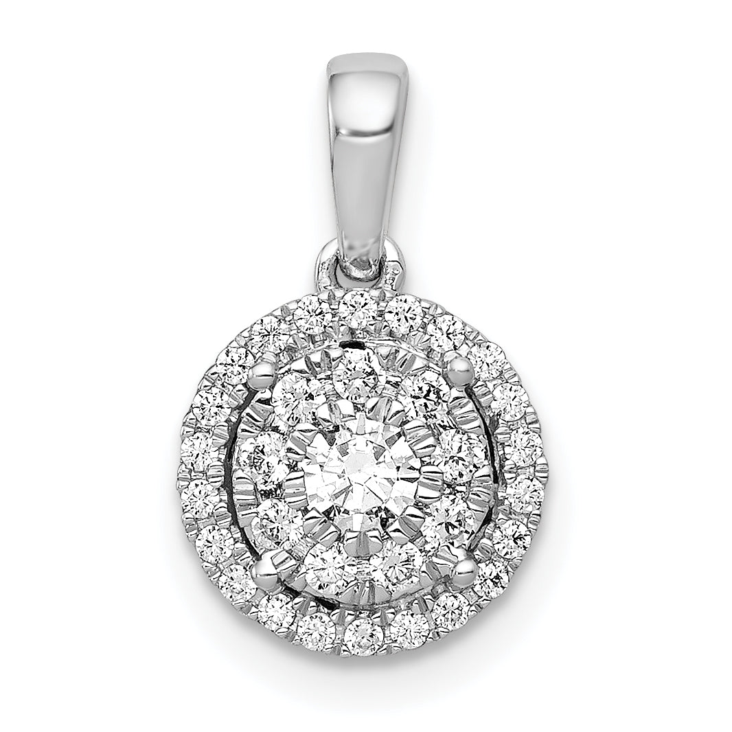 14k White Gold 1/3ct. Diamond Round Halo Cluster Pendant-PM4745-033-WA