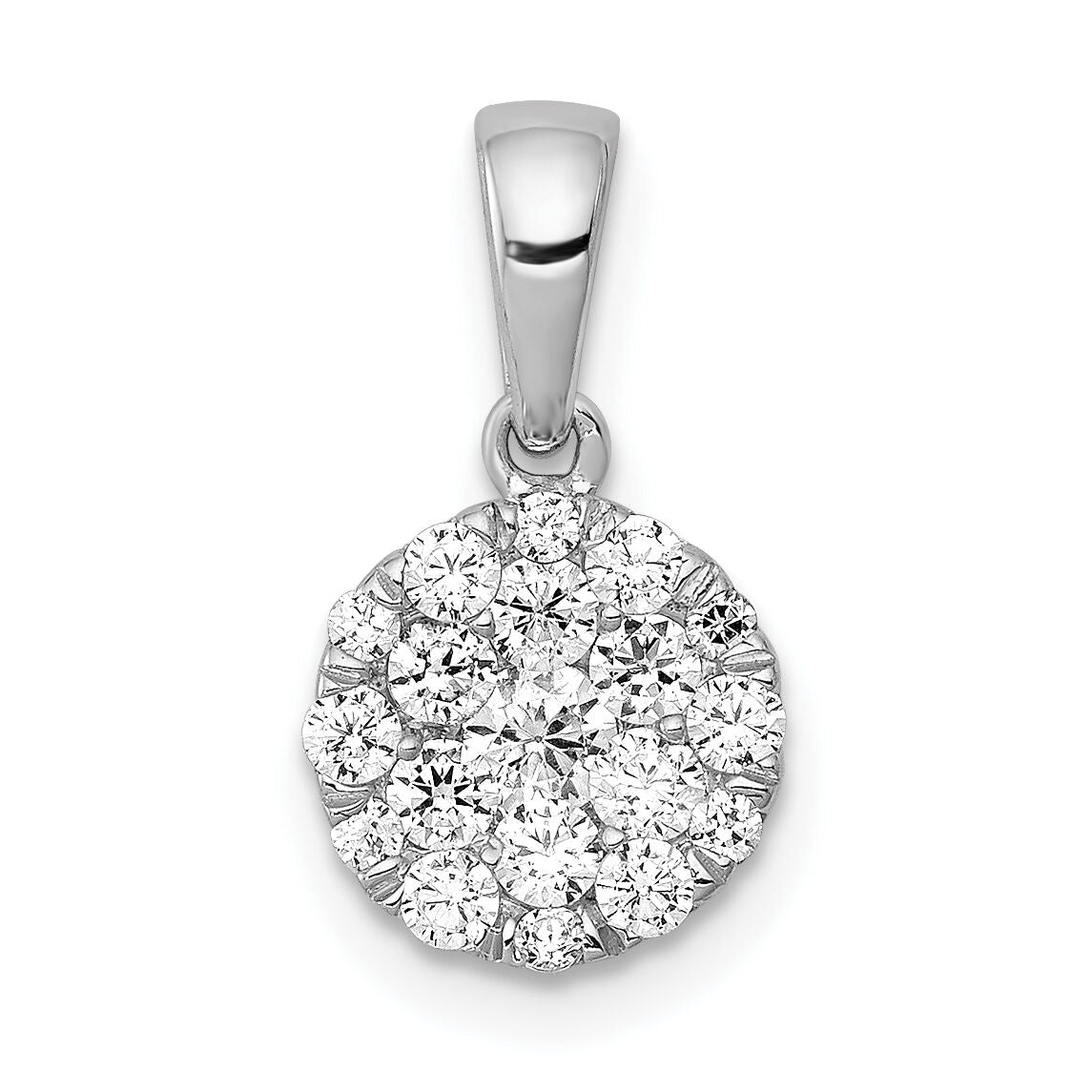 14k White Gold 1/2ct. Diamond Circle Cluster Pendant-PM4747-050-WA
